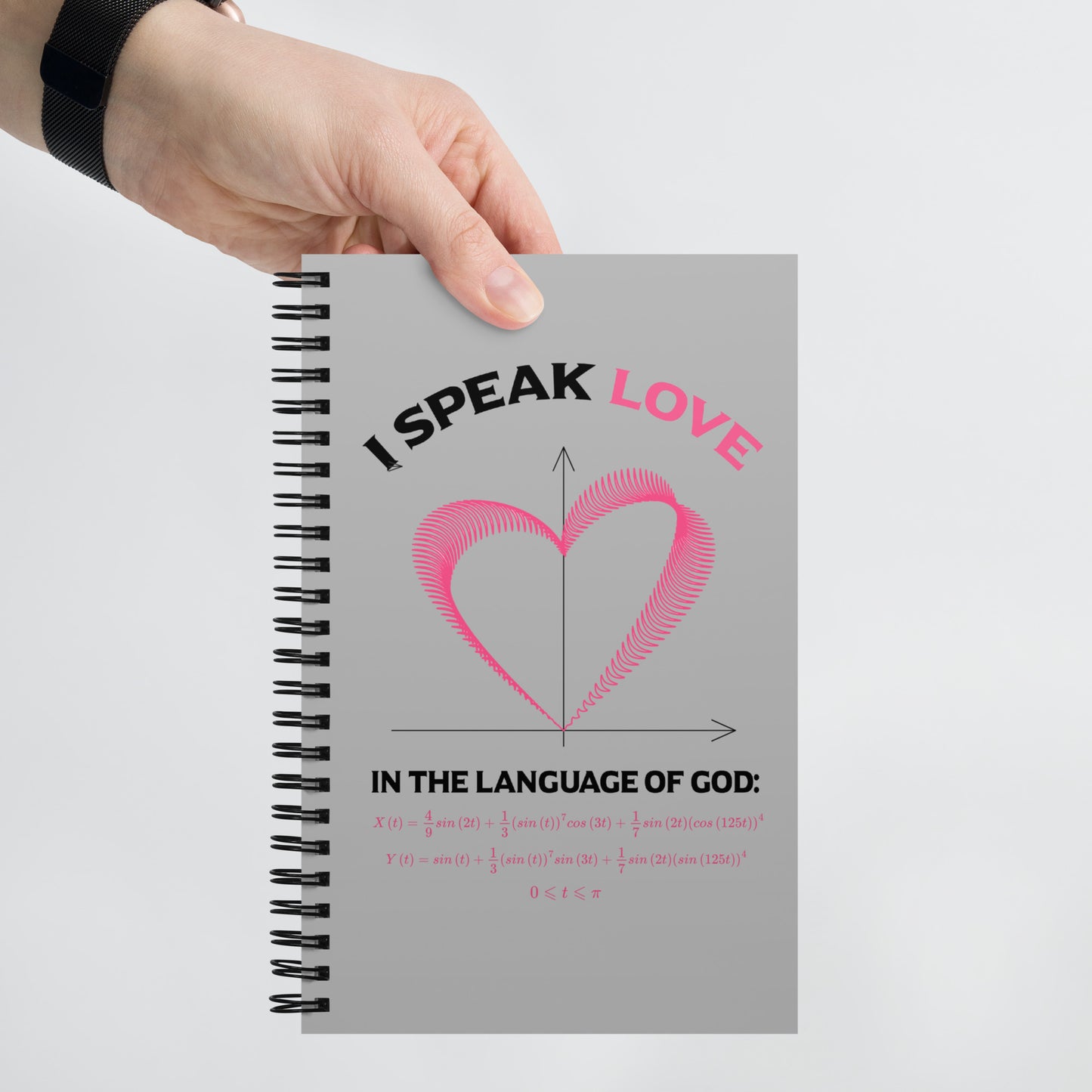 Spiral notebook - I Speak Love 3 - Gray - Zen Math Art