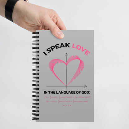 Spiral notebook - I Speak Love 3 - Gray - Zen Math Art