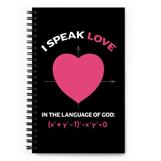 Spiral notebook - I Speak Love 1 - Black - Zen Math Art