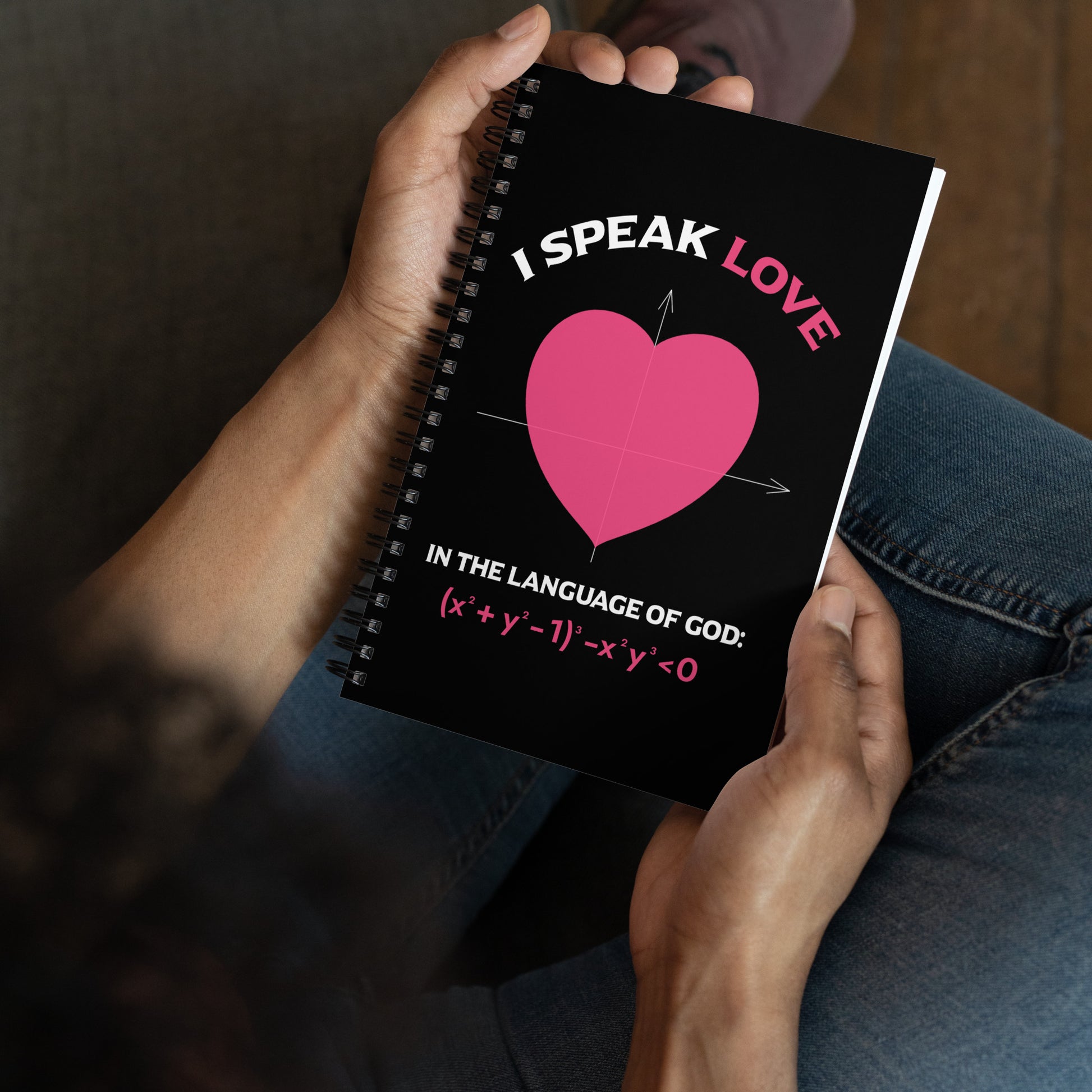 Spiral notebook - I Speak Love 1 - Black - Zen Math Art