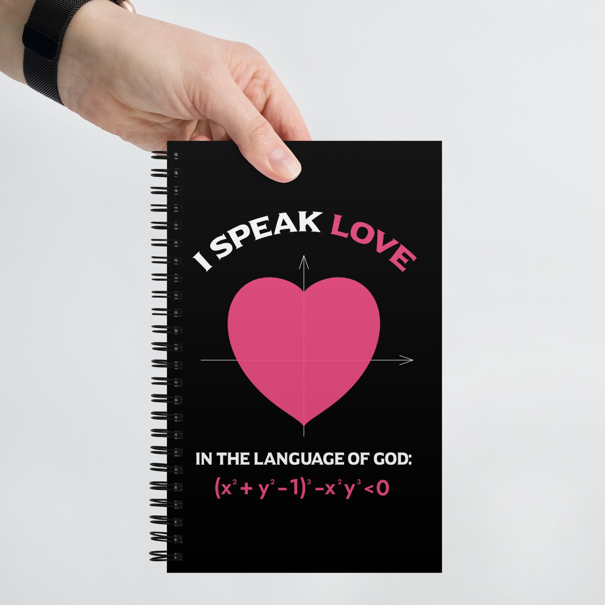 Spiral notebook - I Speak Love 1 - Black - Zen Math Art