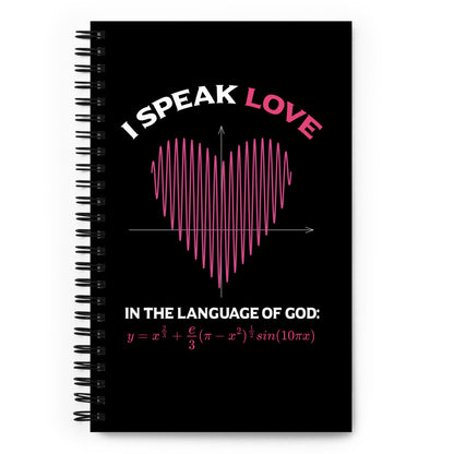 Spiral notebook - I Speak Love 2 - Black - Zen Math Art