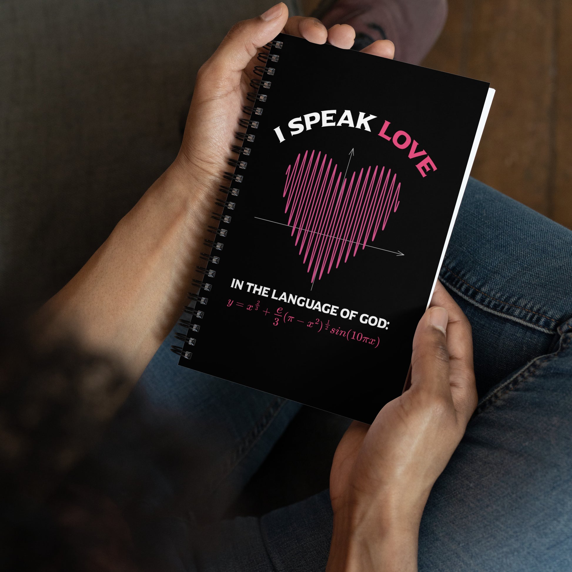 Spiral notebook - I Speak Love 2 - Black - Zen Math Art