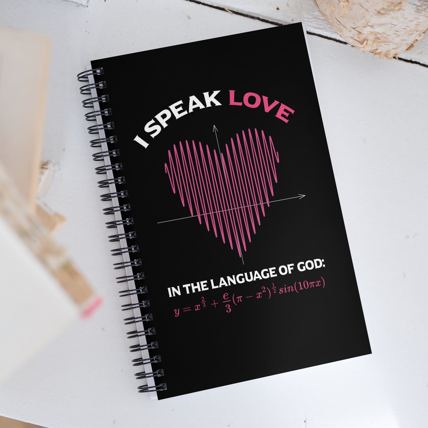 Spiral notebook - I Speak Love 2 - Black - Zen Math Art