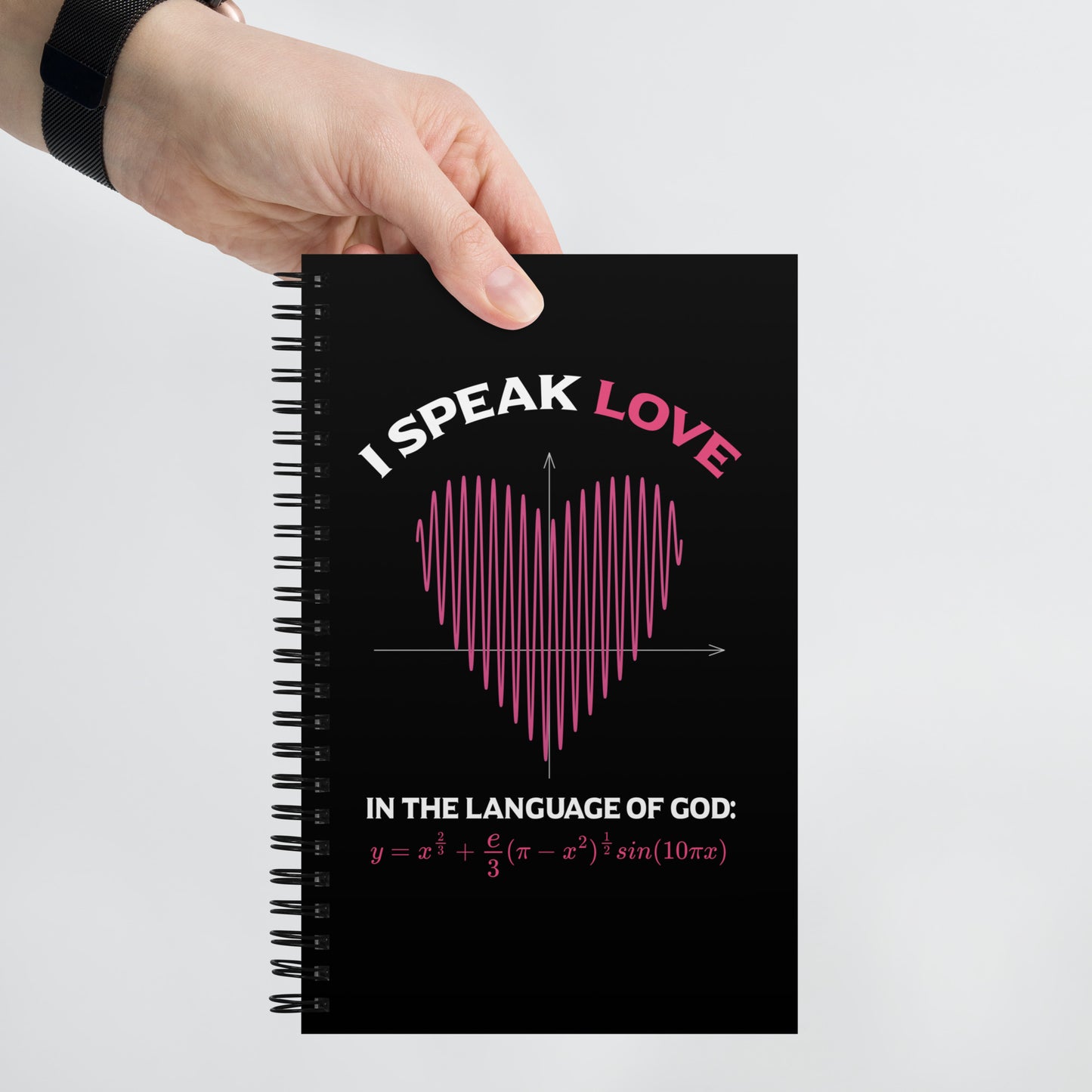 Spiral notebook - I Speak Love 2 - Black - Zen Math Art