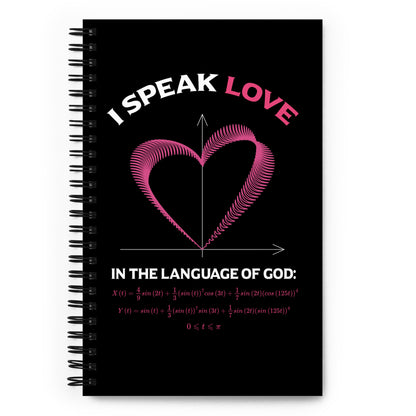 Spiral notebook - I Speak Love 3 - Black - Zen Math Art