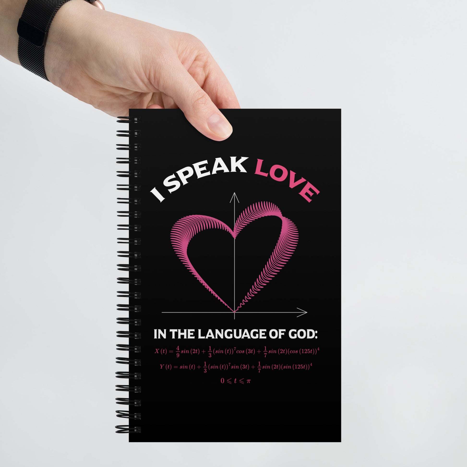 Spiral notebook - I Speak Love 3 - Black - Zen Math Art